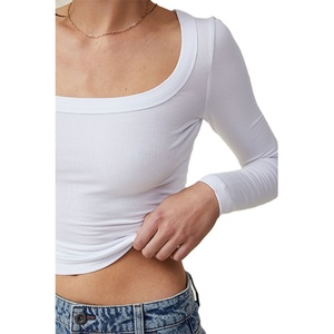 Ropa Casual de Mujer OEM, Estilo Vintage, Material Acanalado, Corte Ajustado, Elástica, Transpirable, de Alta Calidad, Teñido Liso Personalizado, Ligera - Product Image 5