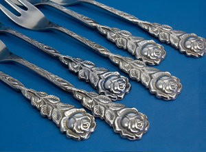 Luxury Vintage Silver <b>Fork</b> with Rose Design Handle - Antique <b>Fork</b> Set 6-Piece Elegant Dining Utensils Royal Design - Product Image 5
