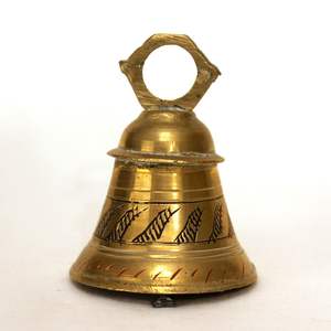 Cloche à main multifonctionnelle en laiton massif poli, style antique, avec poignée torsadée, son clair et fort, cloche d'appel pour accent décoratif - Product Image 6