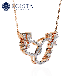 Solitaire Diamond Necklace Jewelry LAB GROWN DIAMOND Pendants and Chain SOLID GOLD Sparkling Angel Wing <b>Butterfly</b> - Product Image 2