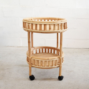 Kitchen coffee serving trolley rattan beverage carts champagne bar cart for event decoration - Product Image 4