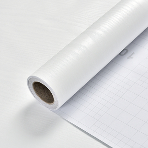 Papier Peint <span class=keywords><strong>Moderne</strong></span> Blanc en Vinyle PVC avec Texture Grain de Bois, Autocollant Mural Amovible et Imperméable pour <span class=keywords><strong>Cuisine</strong></span>, Chambre et Salle de Bain - Product Image 1