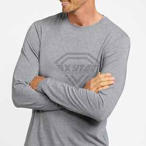Custom Mens Grey Long Sleeve T <b>Shirt</b> Wholesale Cotton Blend Crew Neck Lightweight Casual Blank Pullover Men Clothing Supplier - Product Image 5