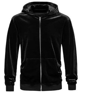 Jogging Hoodie Zipper Up Drop Shoulder Oversized <b>Sweatshirts</b> Zip Up <b>Velour</b> Velvet Black Hooded OEM Bulk Services Wholesale Buy - Product Image 1