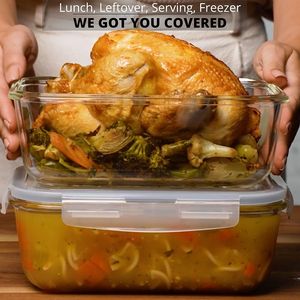 Juego de 4 Recipientes Grandes de Vidrio para Almacenamiento de Alimentos de 8 Tazas/63 oz con Tapas Herméticas, 2 Recipientes y 2 Tapas para Hornear y Guardar - Product Image 2