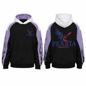 Sweat-shirt à capuche pour homme, coupe ample, avec logo color block sur le devant, imprimé, en mélange de coton, style veste de jogging, avec poches, pour l'automne - Product Image 4