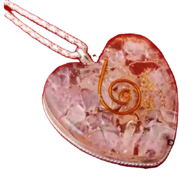 Orgonite Crystal Quartz Heart Shape Orgone Pendant