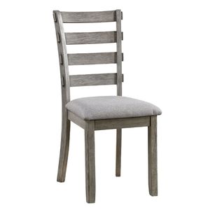 Gray Color Side Chair Set of 2pc with Padded Seat Ladder Back Kitchen Dining Room <b>Wire</b> <b>Brushed</b> Finish Dining Chairs - Product Image 6