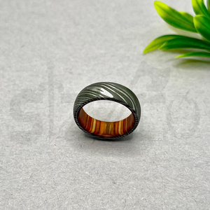 Hot Selling Handmade Wood Damascus Steel <b>Ring</b> for <b>Men</b> Women Wedding Band Fashion Party <b>Ring</b> Custom Latest Design OEM Supplier - Product Image 2