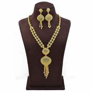 Wholesale 14K18K24K Micron Gold Filled Turkey <b>Bridal</b> Long Necklaces Set Traditional Dubai Style Fashion Jewelry Sets Oro Joyeria - Product Image 1