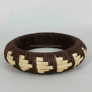 Brazaletes de ratán circulares grandes tejidos a mano personalizados pulsera de moda de paja de mimbre natural barata al por mayor - Product Image 2