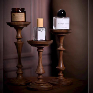 Portavelas de Madera Tallado a Mano, Ecológico, Estilo Clásico Vintage, Personalizable, Juego de 3 Portavelas de Madera para Interiores y Exteriores - Product Image 5