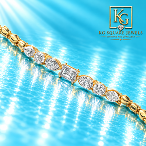 Bracelet tennis élégant en or 18 carats avec diamants de laboratoire E VVS de formes multiples pour femmes, bijoux ethniques, certifié IGI, design de luxe - Product Image 3