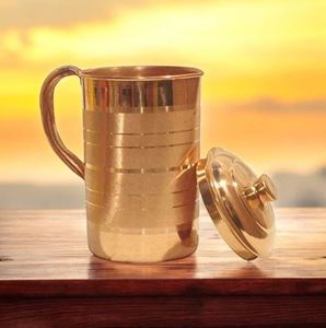 Ensemble de carafes en cuivre pour un système d'hydratation sain en famille, ensemble de rangement d'eau en métal avec verres, durable, réutilisable, vaisselle de cuisine. - Product Image 3