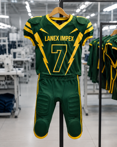Uniforme de Fútbol Americano para Hombre de Alta Calidad, Verde y Amarillo, Sublimado, Conjunto de Jersey y Pantalones, Número 7, Poliéster Transpirable - Product Image 5