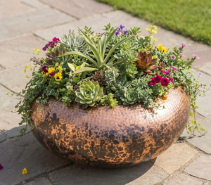 Pot de fleurs en métal rustique fait main en promotion avec motif circulaire pour la décoration de plantes de jardin extérieur, vase à fleurs - Product Image 5