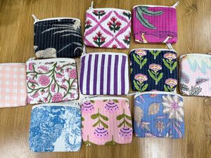 Monedero Acolchado de Algodón Puro Hecho a Mano con Cremallera, Tamaño y Color Personalizables, Patrón Floral Vintage, Pequeño Organizador de Cartera - Product Image 6