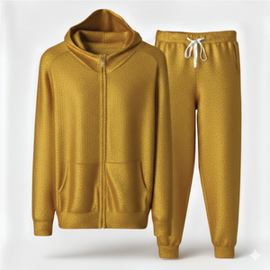 Conjunto de Sudadera con Capucha y Pantalones Acampanados de Chándal para Hombre, Estilo Casual Vintage Holgado Oversize con Lavado Ácido y Cremallera con Pedrería, para Otoño - Product Image 2