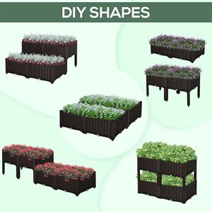 Jardinera Elevada de 4 Piezas con Riego Automático y Patas, Color Marrón, para Cultivar Flores, Hierbas y Vegetales - Product Image 2