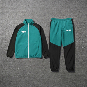 Custom Made Wholesale <b>Plus</b> <b>Size</b> Nylon Tracksuits Color Block Zip-Up Waterproof Windbreaker Jacket Baggy <b>Pants</b> <b>2</b>-<b>Piece</b> <b>Set</b> Men - Product Image 1