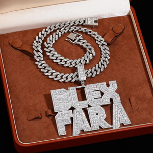Blex Fara Iced Out Moissanite Pendant 925 <b>Silver</b> Rhodium Plated Hip Hop Men's Jewelry Letter <b>Charm</b> Everyday Wear - Product Image 6