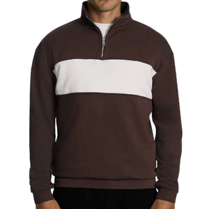Sudadera de invierno para hombre, 100% algodón, con cremallera de un cuarto, diseño de paneles personalizados, color sólido, sudadera con cremallera extragrande para hombre - Product Image 4