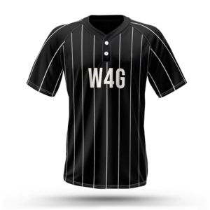 Men's Black Striped Baseball Jersey W4G 07 Mayer Screen Printed Moisture Wicking <b>Polyester</b> Short Sleeve Regular Fit - Product Image 2