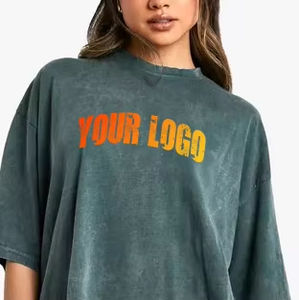 Camiseta Oversize con Hombros Caídos y Lavado Ácido para Mujer, con Logotipo Personalizado y Estampado, Ropa Casual para Mujer, Camisetas con Lavado Ácido - Product Image 5
