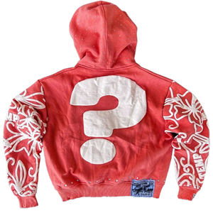 Sweat à capuche pour homme personnalisé, imprimé DTG, surdimensionné, imperméable, avec impression Puf, bords bruts déchirés, en molleton bouclette, motif graphique Y2K - Product Image 6