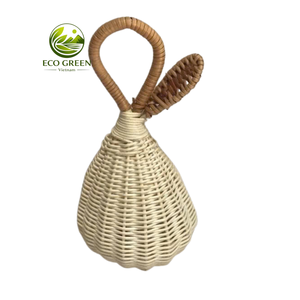 Sonajero Ecológico de Ratán para Bebé, Forma de Bollo, Juguete de Mimbre Hecho a Mano, Juguete Montessori para Bebés, Venta al Por Mayor - Product Image 1