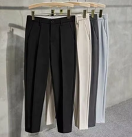 Pantalon de Costume Décontracté Premium pour Homme, Coupe Droite, Plissé à l'Avant, Léger, Sans Repassage, Taille Extensible