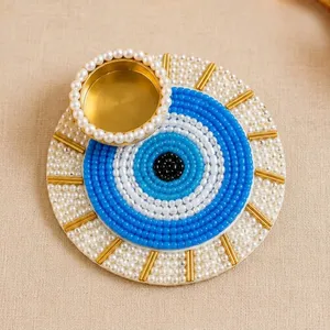 Colección AARNA, Portavelas de Pared Hecho a Mano con Adorno de Perlas y Diseño de Ojo Turco, Color Personalizado para Navidad, Pascua y Hogar - Product Image 4