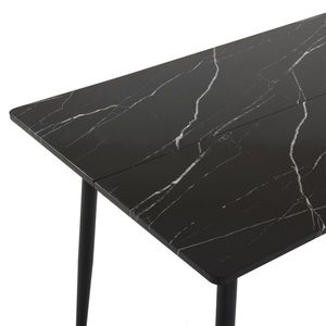 Rectangular Dining Table N101 122*76*76cm MDF with Black PVC Marble Surface Arc Disassemble Design - Product Image 3