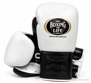 No Boxing No Life White Leather Boxing Gloves <b>Lace</b>-Up Adjustable Wrist Strap Adults Training Breathable Customized Color Logo - Product Image 1