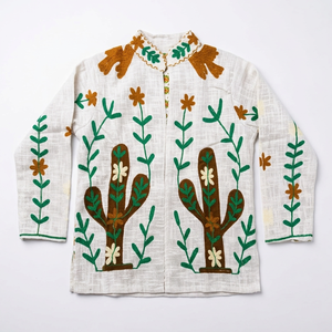 Chaqueta de algodón Suzani bordada a mano, estilo bohemio, ropa exterior artesanal, abrigo llamativo. - Product Image 1