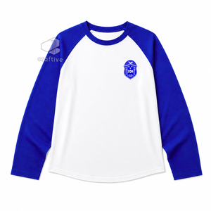 Zeta Phi Beta Sorority <b>Raglan</b> <b>T</b>-<b>Shirt</b> Women's Casual Blue White Contrast <b>Long</b> <b>Sleeve</b> <b>Shirt</b> Embroidered Crest Color Block Tee - Product Image 1