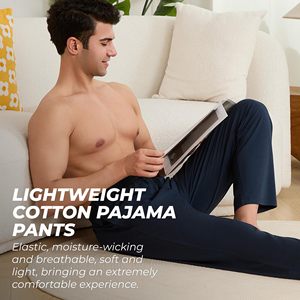 Men's Running <b>Trousers</b> 100% Cotton Solid Joggers Pants Soft Yoga Lightweight Athletic Lounge Casual Pants with Pockets Sleep <b>Pj</b> - Product Image 3