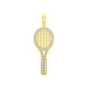 Collection exclusive de bijoux de mode haut de gamme, mini raquette de tennis, pendentif en or 14 carats, diamant naturel VVS, pendentif charme, cadeaux - Product Image 1