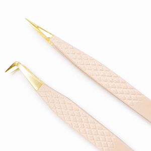 HARRAR JR-0008 Kit de Pinzas para Cejas de Acero Inoxidable con Punta Inclinada, Mango Cómodo Ecológico, Diseño Personalizado, Oro Rosa - Product Image 1