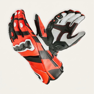 <b>Red</b> Black Leather Motorbike <b>Gloves</b> Wrist Length Heat Transfer Printing Durable Cycling Spring Autumn Style - Product Image 4