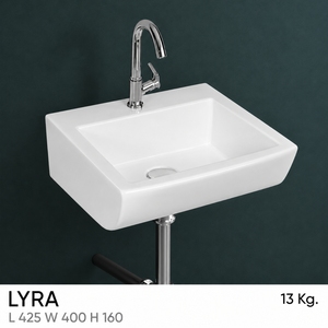 Lavabo de Pared RIVA Rectangular con un Solo Orificio, Grifo Cromado, Diseño Minimalista, Piedra Sinterizada, Capacidad de 12L, Lavabo para Baño - Product Image 2