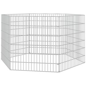 Clôture et enclos pour animaux à 6 panneaux en fer galvanisé argenté - Product Image 4