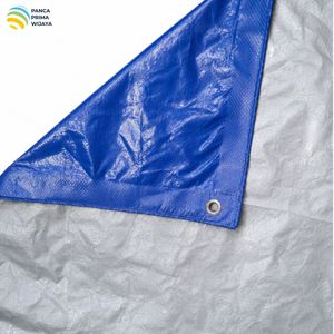 High Quality Blue Silver PE Tarpaulin Sheet 6x8m 90 GSM Waterproof UV Resistant Plastic <b>Tarp</b> Cover with Eyelets - Product Image 1