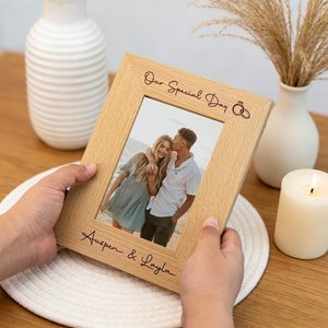 Cadre photo en bois rustique fait main et écologique, support photo personnalisé, présentoir de table ou mural, souvenirs de famille, cadeaux de mariage Khadim - Product Image 2