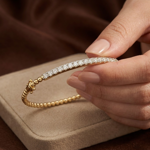 China Factory Wholesale 18K Solid Yellow Gold Real Diamond Classic Round Brilliant Cut Bangle Simple Design for Unisex Wedding - Product Image 2