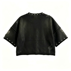 เสื้อยืดครอปพิมพ์ลายกราฟิกประดับเพชรแบบกำหนดเอง Glory รุ่นใหม่ทันสมัยทรงบ็อกซี่สไตล์วินเทจแขนสั้นแบบทำสีซีดสำหรับทุกเพศ - Product Image 2
