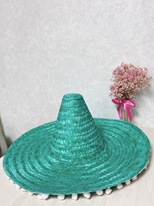 Sombrero Mexicano de Paja de 51cm/60cm con Logos Bordados y Rayas para Celebraciones del Cinco de Mayo, Carnaval, Pesca y Disfraces - Product Image 3