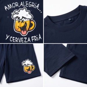 Custom Men's Plus Size Casual T-<b>Shirt</b> Set With Cartoon <b>Beer</b> Print O-Neck Short Sleeve Knitted Cotton Loose Fit - Product Image 3