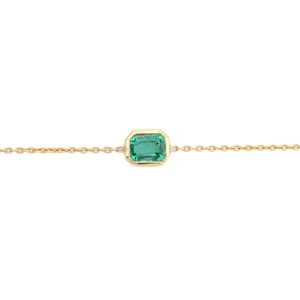 Nueva Pulsera de Cadena con Eslabones de Esmeralda Zambiana de Corte Octogonal, Delicada y Moderna, con una Sola Piedra, Precio de Mayoreo, Joyería de Oro Amarillo de 14K - Product Image 3