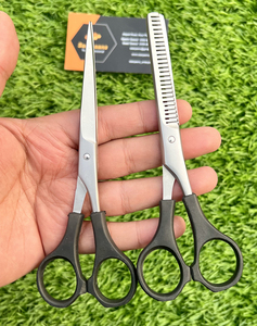 Ciseaux de barbier professionnels avec ciseaux à effiler droits, ciseaux de coiffure à bord rasoir pour texturiser les cheveux - Product Image 5